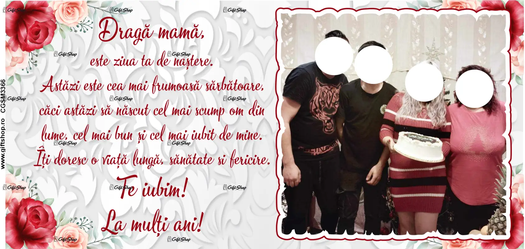 Draga mama este ziua ta de nastere, cana din ceramica, 330ml, personalizata cu 1 poza si text model 3366